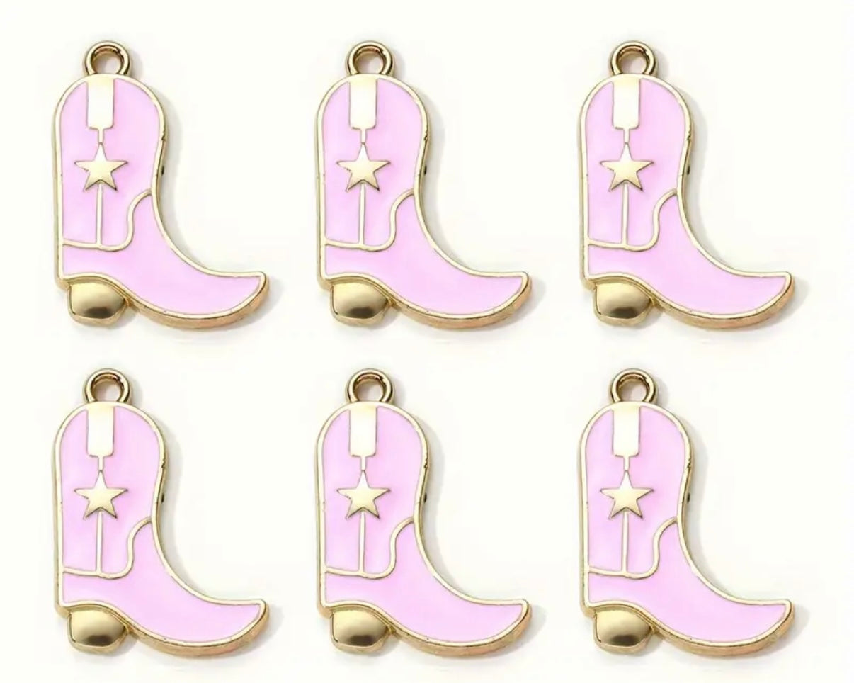 Pink Cowgirl Boot Charm