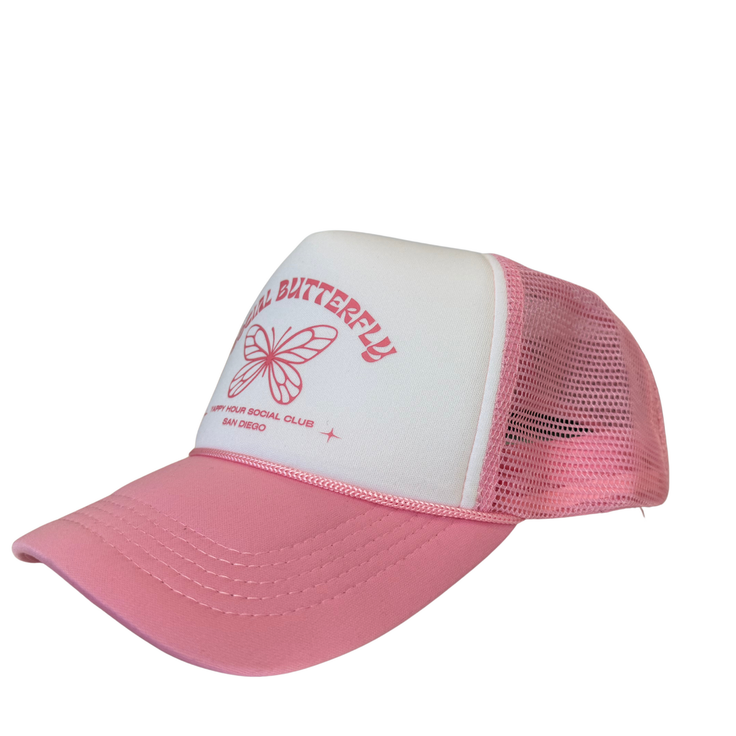 Pink Social Butterfly Trucker hat