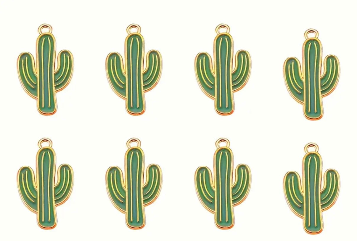 Green Gold Cactus Charm