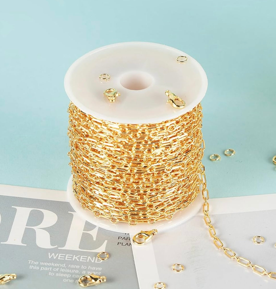 Gold Plated Oval/Classic Paperclip Chain