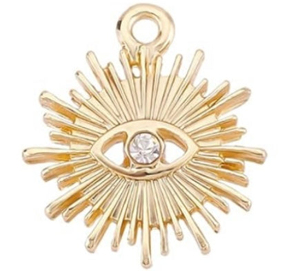 Evil Eye Charms Bulk Rhinestone Evil Eye Charms Real 18k Gold Plated Charm