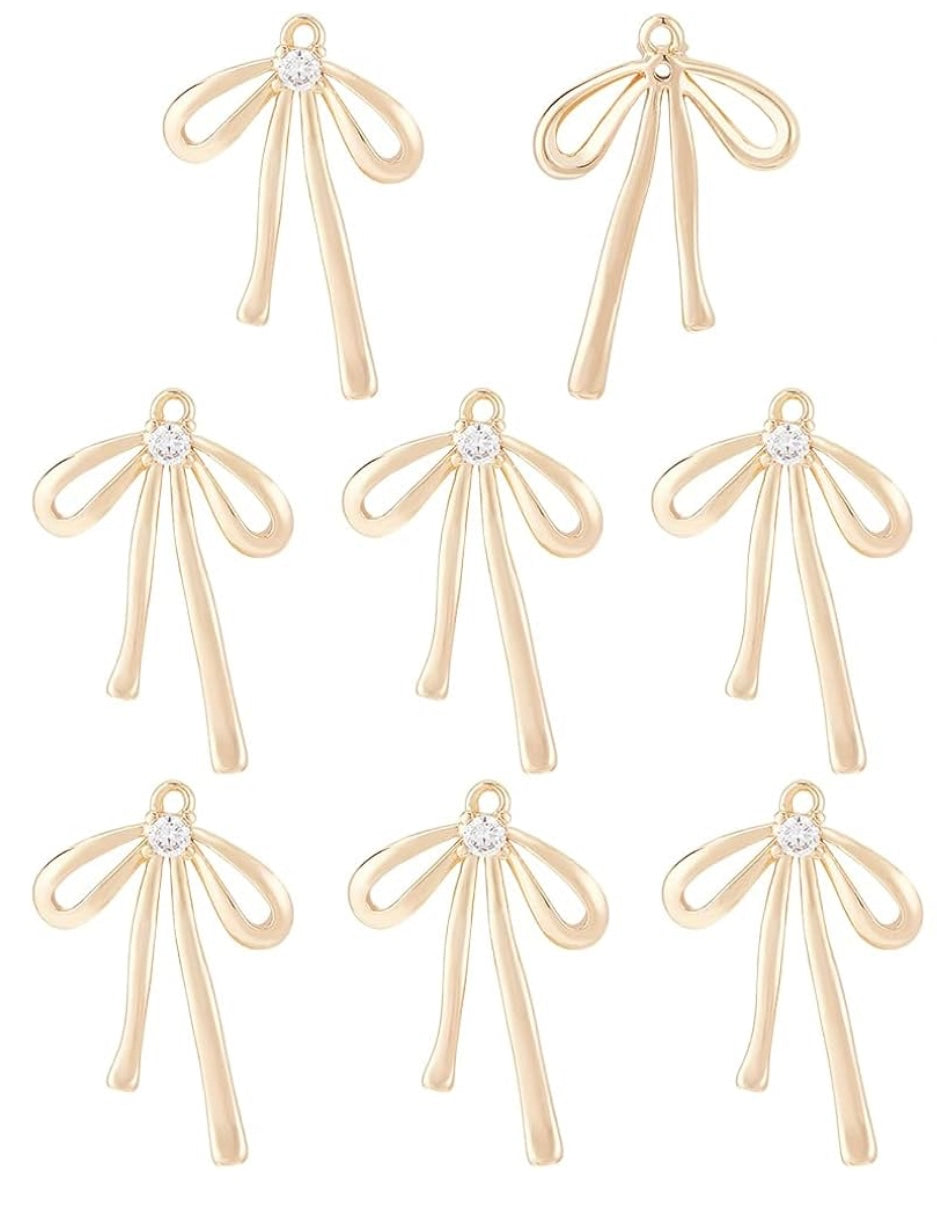 Brass Bowknot Real 18K Gold Plated Charm