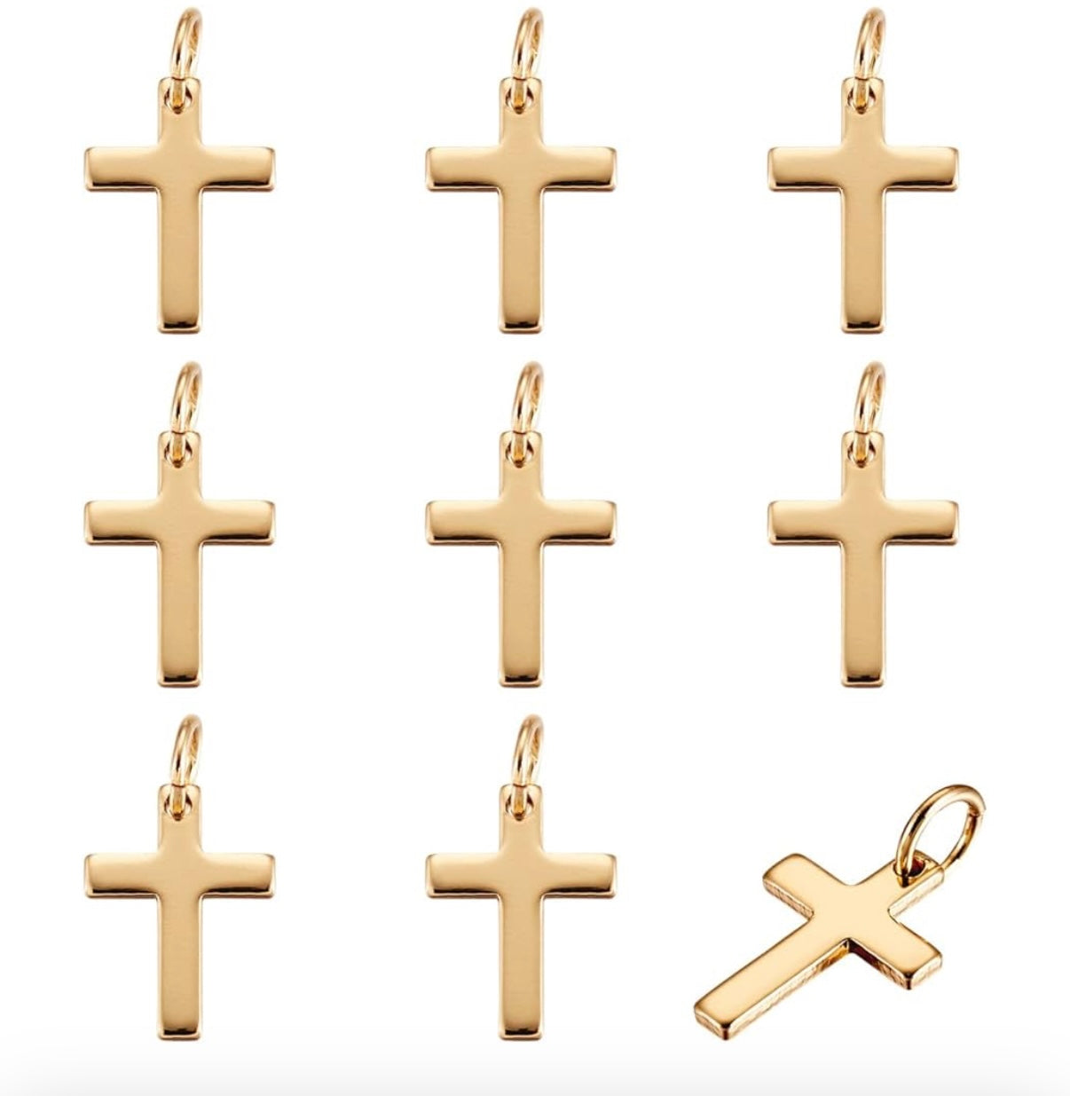 Golden Brass Cross Pendants Real 18K Gold Plated Charm