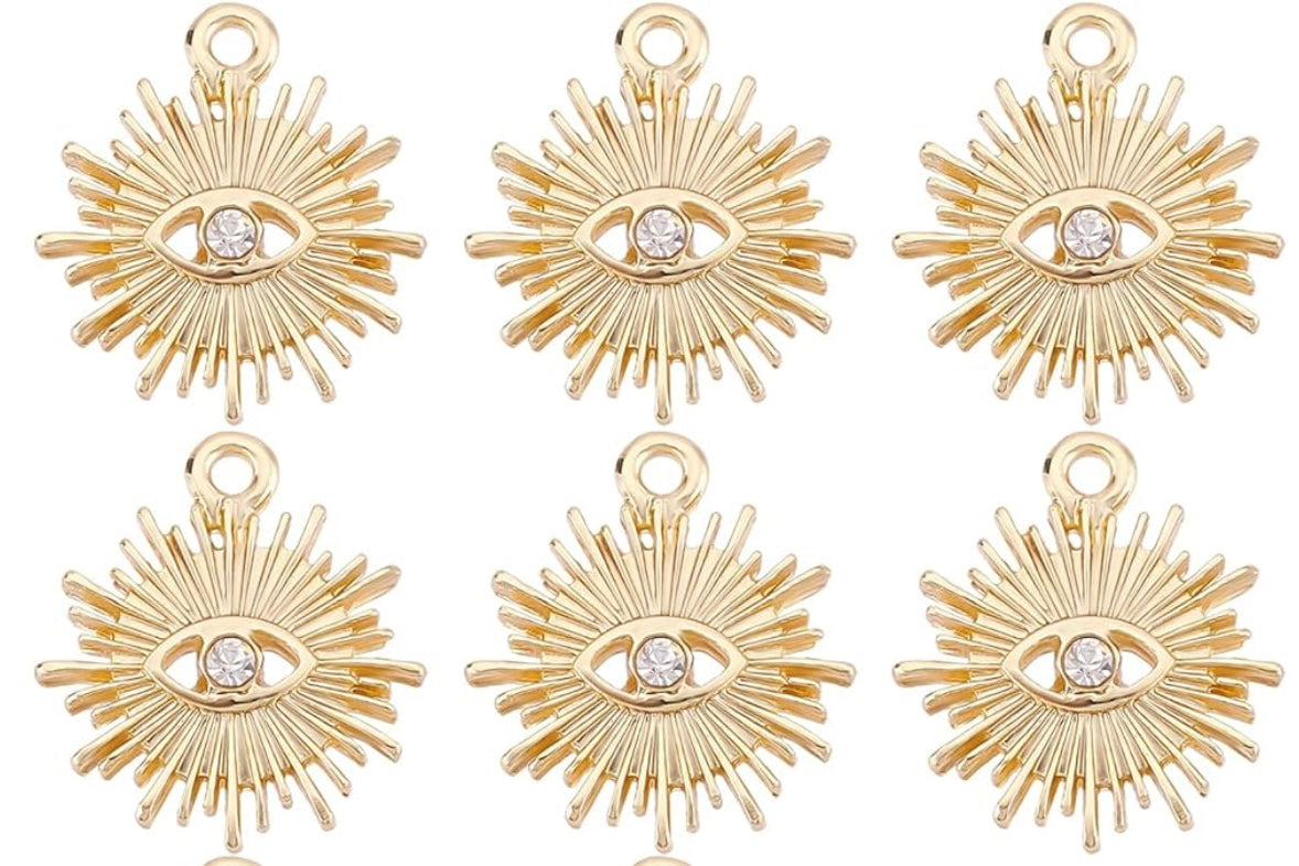 Evil Eye Charms Bulk Rhinestone Evil Eye Charms Real 18k Gold Plated Charm