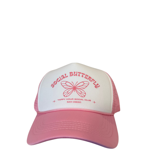 Pink Social Butterfly Trucker hat
