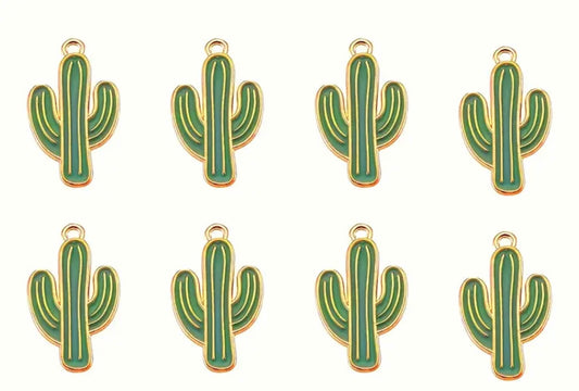 Green Gold Cactus Charm