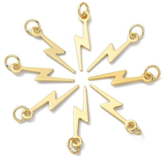 Lightning Bolt Real 18k Gold Plated Charm
