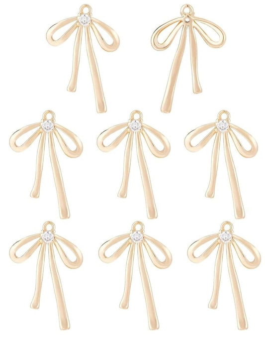 Brass Bowknot Real 18K Gold Plated Charm