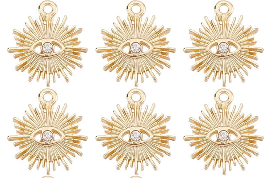 Evil Eye Charms Bulk Rhinestone Evil Eye Charms Real 18k Gold Plated Charm